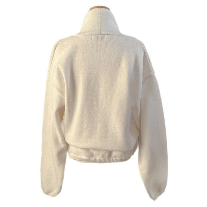 Melli Loose-Fit Wrap V-Neck Hidden Snap Knit Top