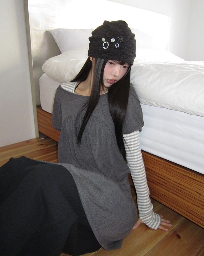 Fern Button Beanie