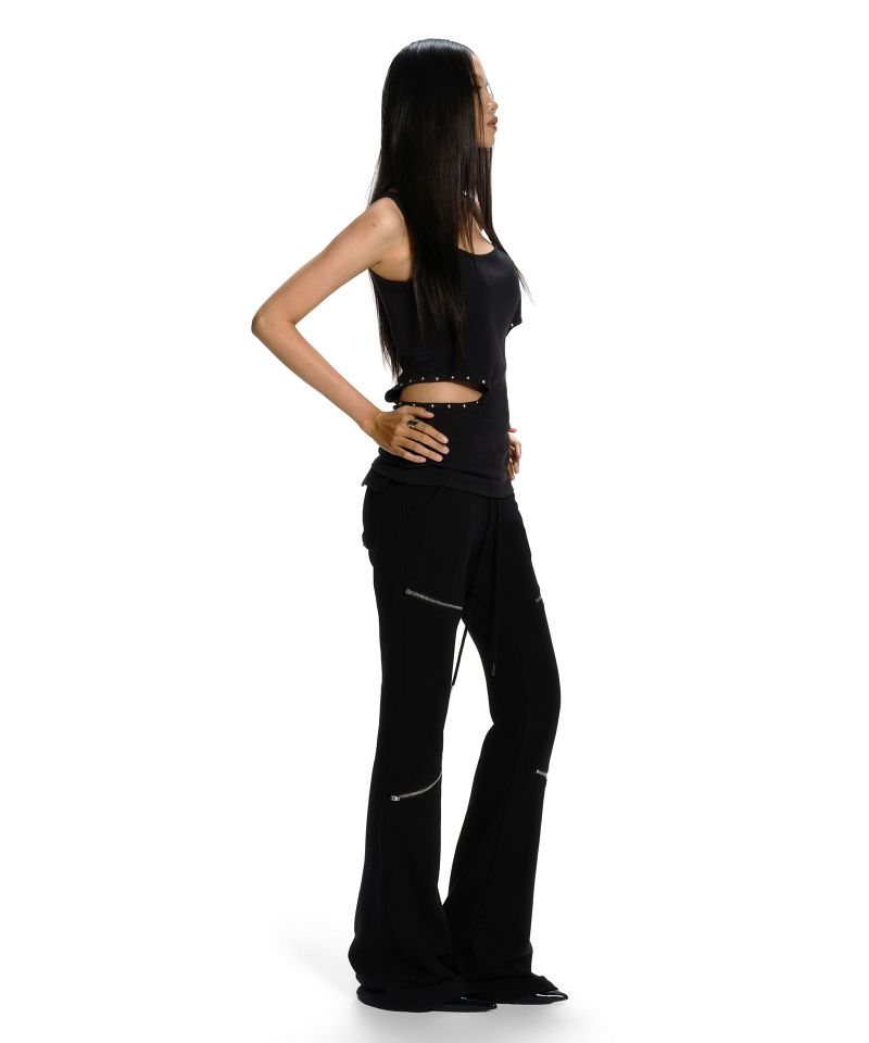 ZIPPER LINE BOOTS CUT SWEATPANTS BLACK