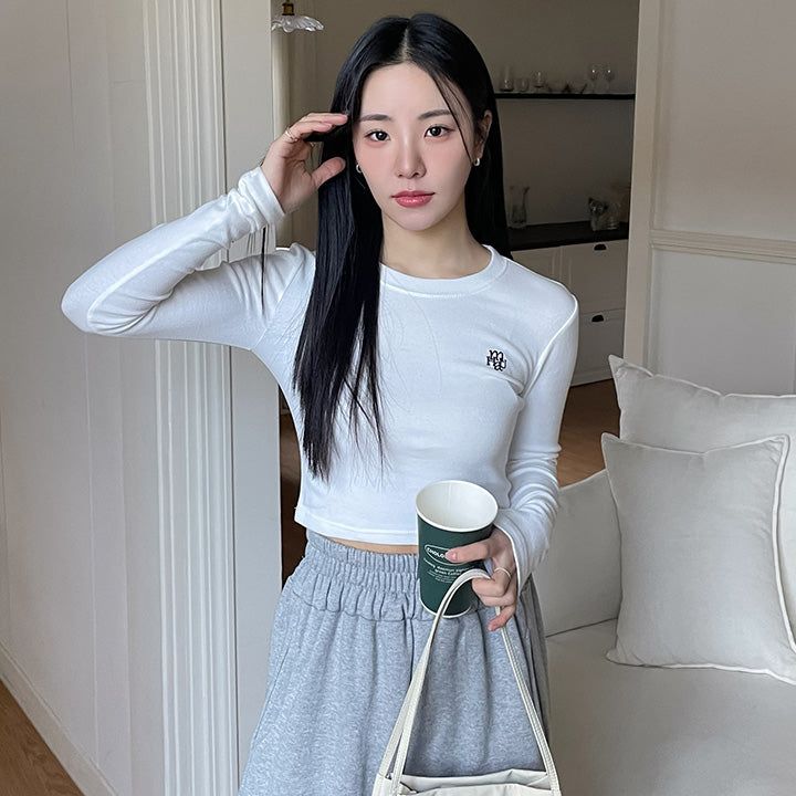LOGO STITCH CROP LONG SLEEVE
