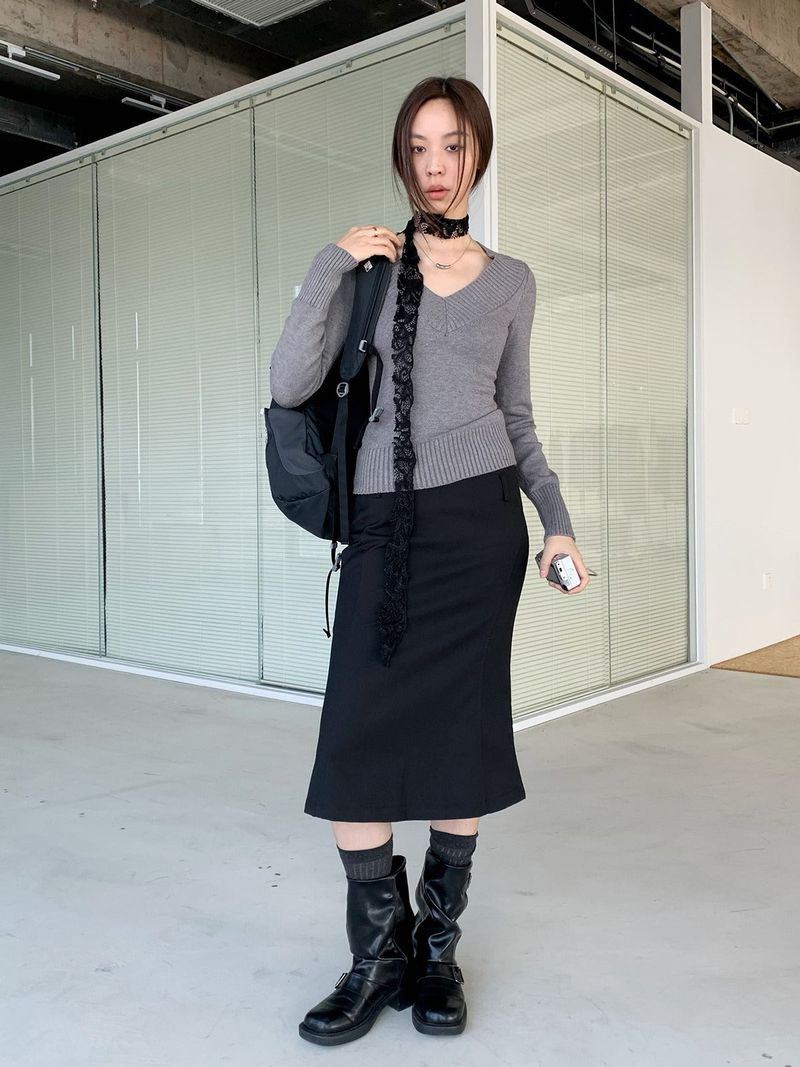 slit line midi skirt
