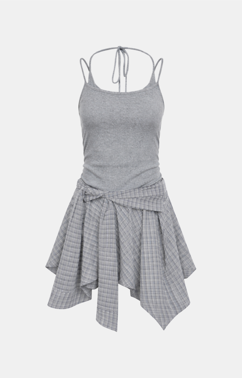 Aven Slim Sleeveless Check Wrap Dress