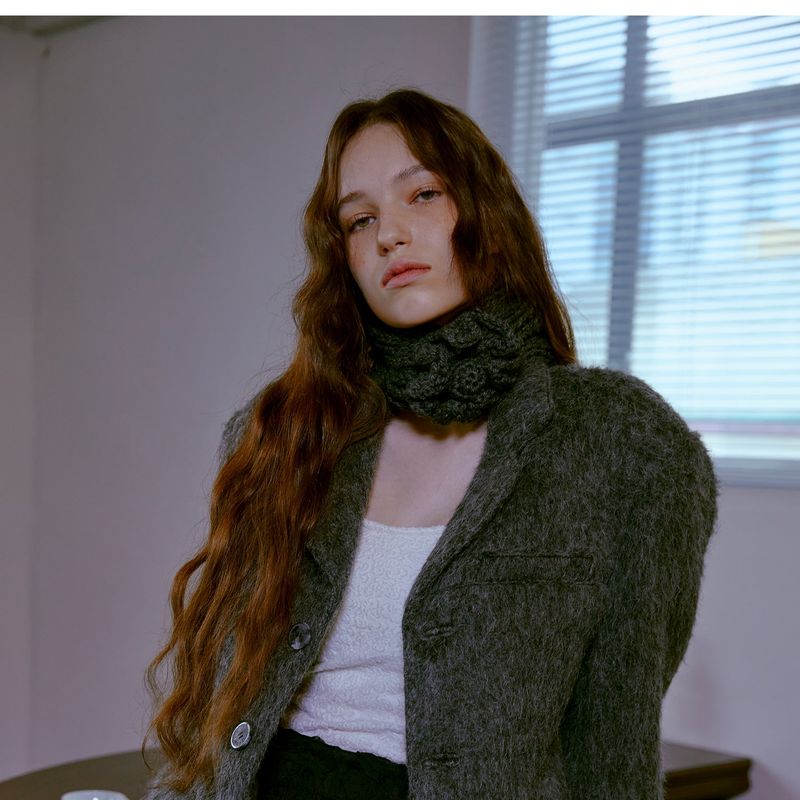 Handmade Flower Neck Warmer (CHARCOAL)