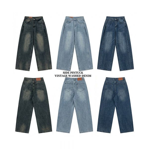hijjoo(ハイチュー)の「Moki Side Pin Tuck Denim Wide Pants (Pants)」