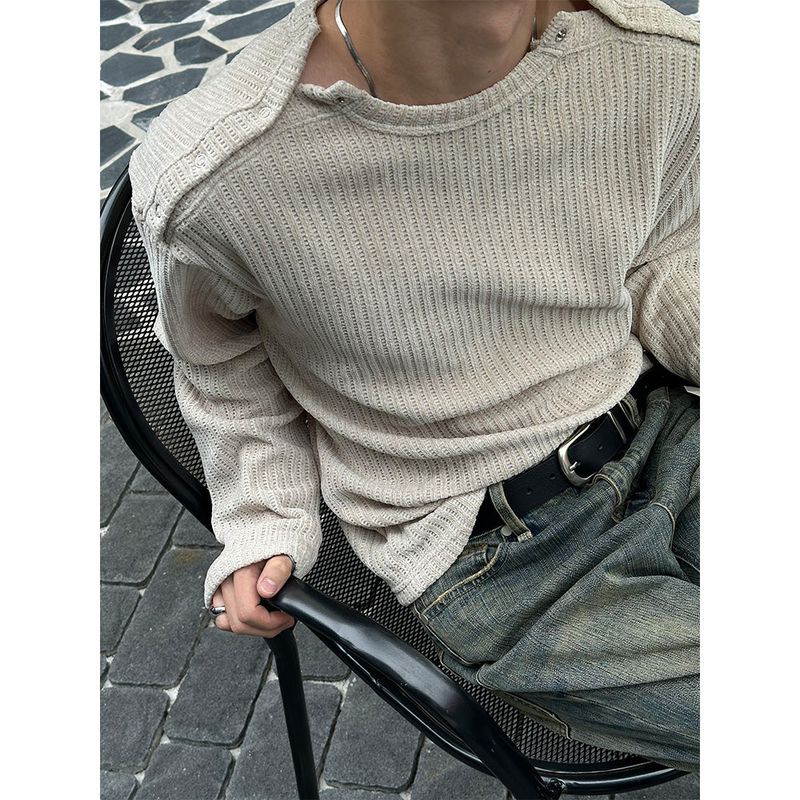 LAURANT（ロラン）の「 [Unisex] Double shoulder button knit(4color)（Tops）」