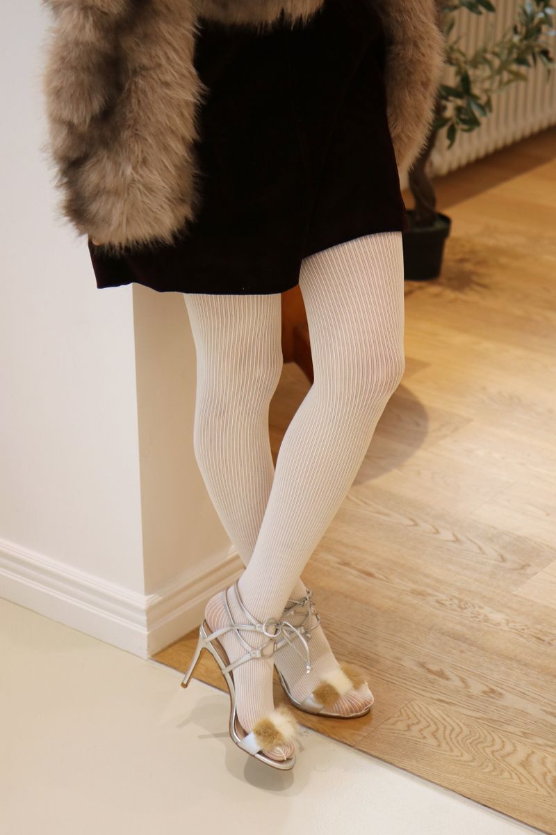 pinstripe sheer tights (ivory)