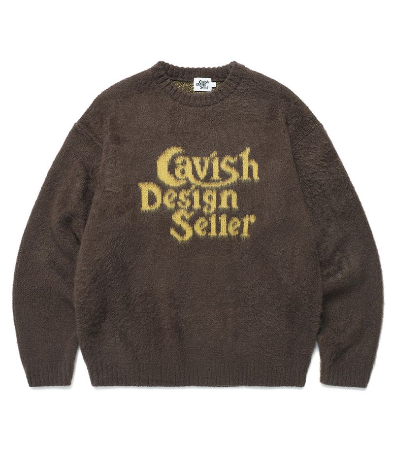 cavish（カビシ）の「ブラッシュドセラーロゴニットクルーネック(CV2DFUK600A)（トップス）」