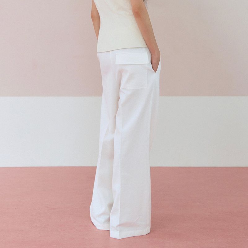 Linen Blended String Pants_Ivory