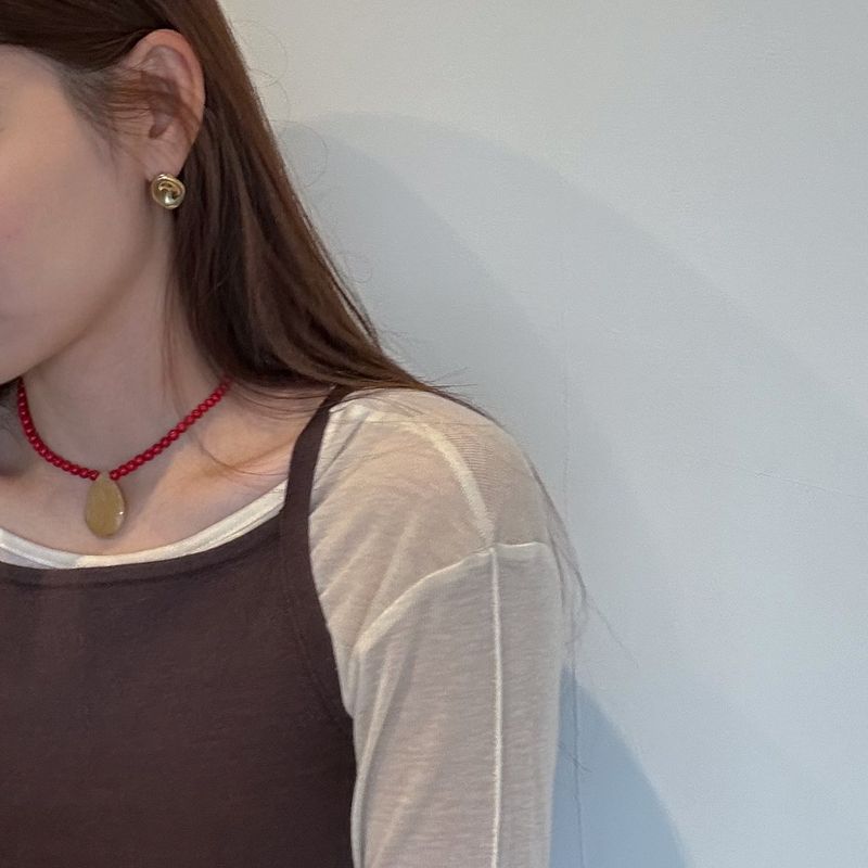 [MADE]Red pearl stone Choker