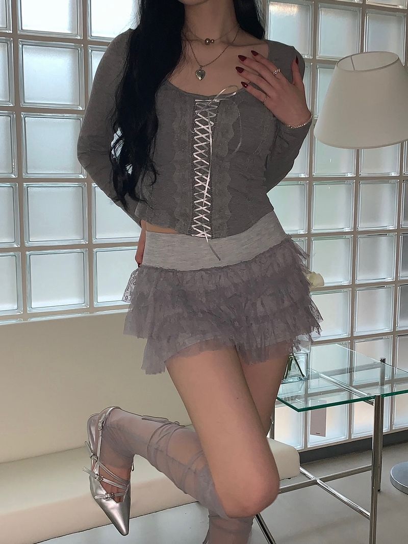 Mini Ribbon Corset Lace T