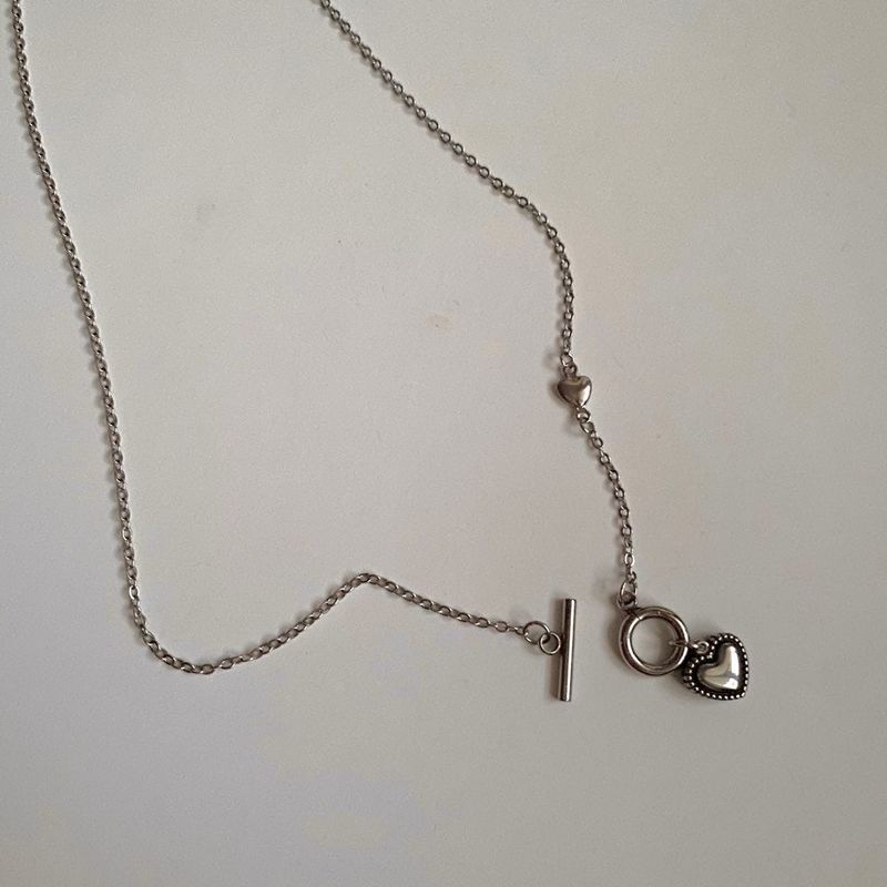 s-eh Antique Simple Heart Toggle Bar Necklace