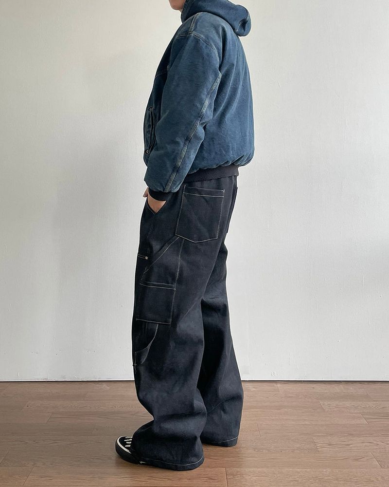 Road napping denim pants