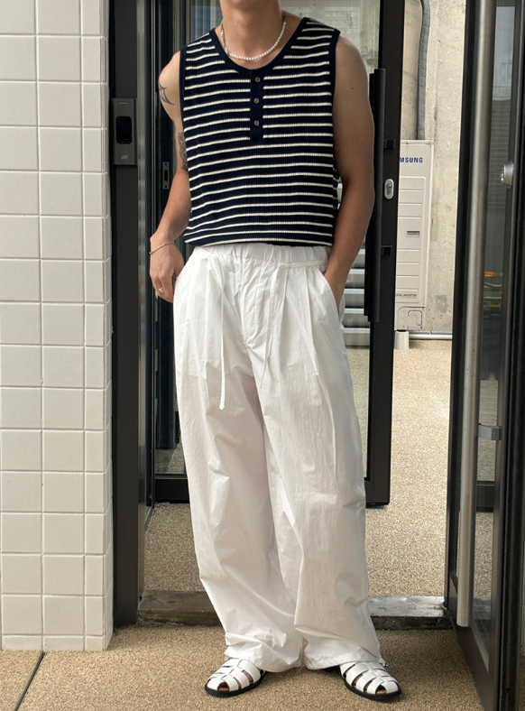 [S/S] Stripe henry neck sleeveless(3color)