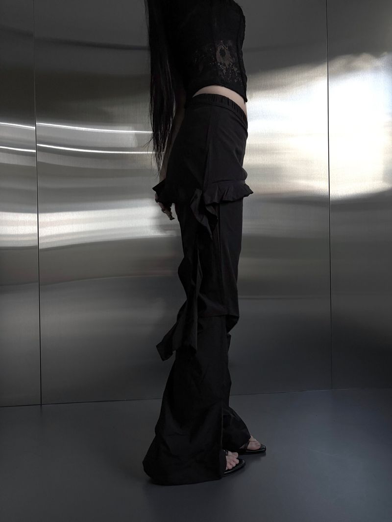 nylon skirt layered pants (2color)