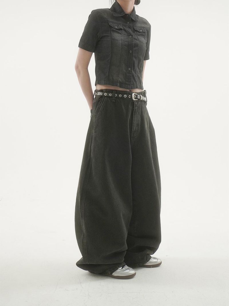 Cattle painting denim pants -2C