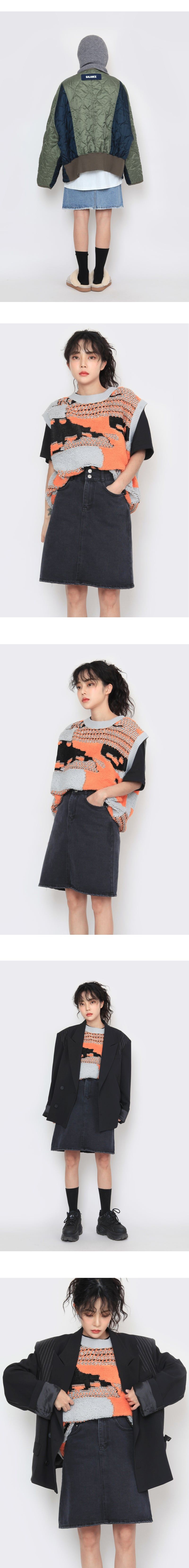 high denim half-length skirt