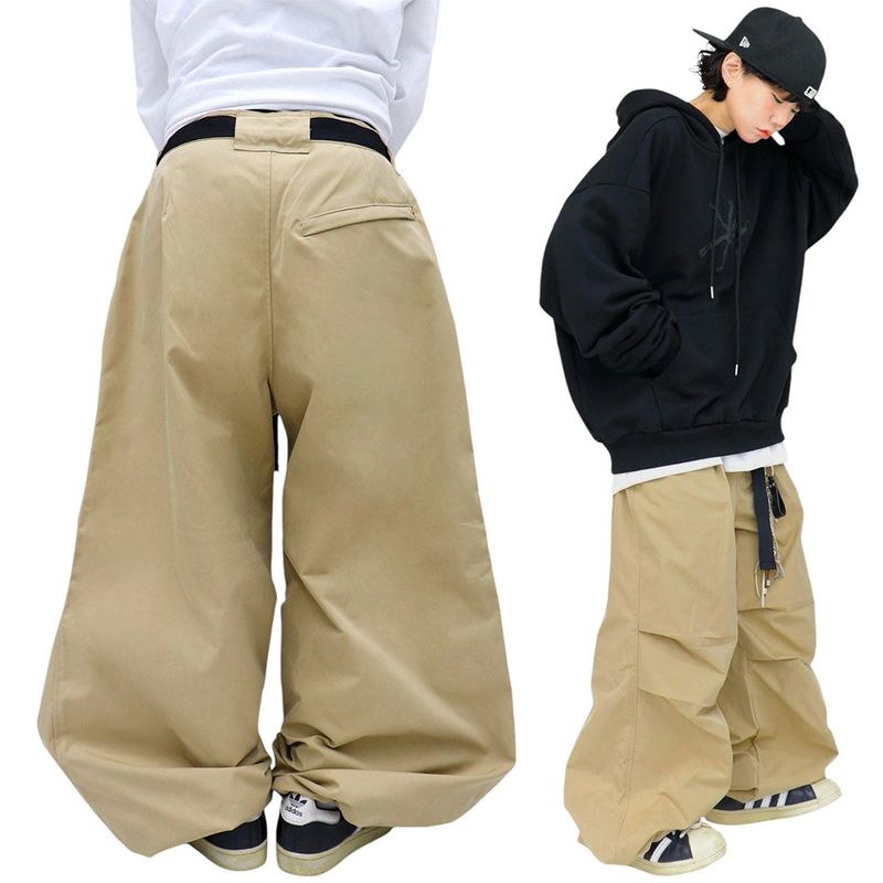 wide-parasuit buckle pants