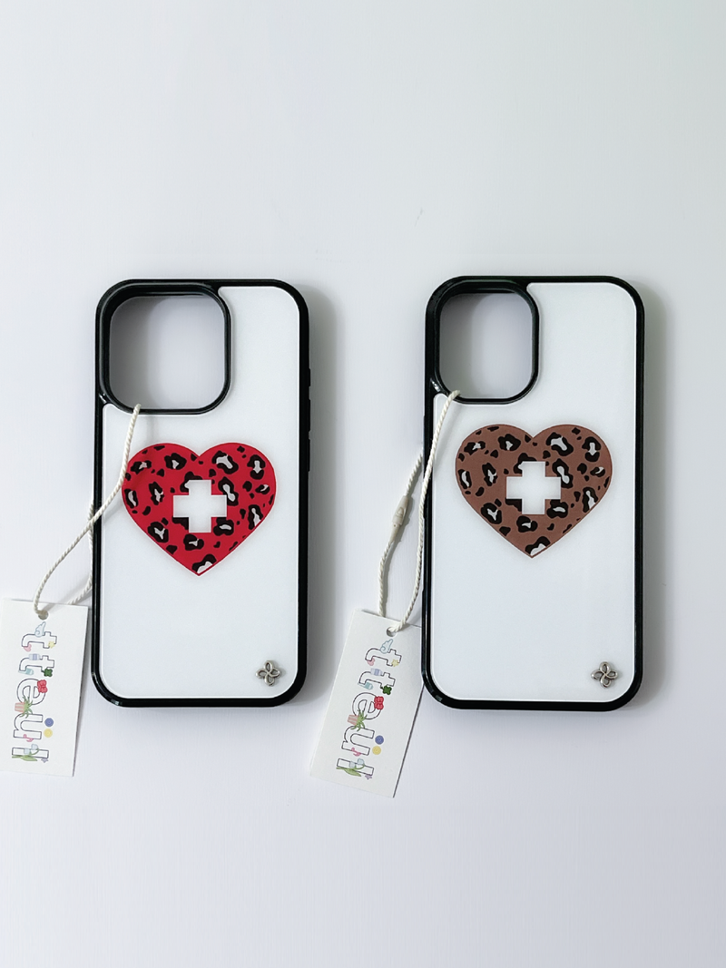 [Glass] Leopard Heart Case (Mag safe)