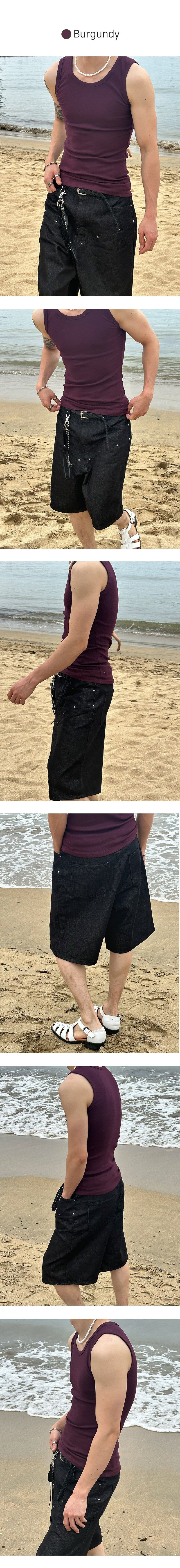 [MUSCLE FIT] Golgi basic fitting sleeveless