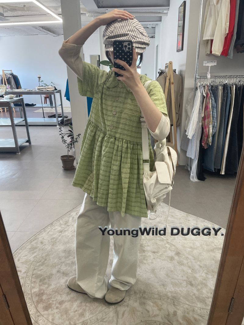 Plaid collar dress (3color) 