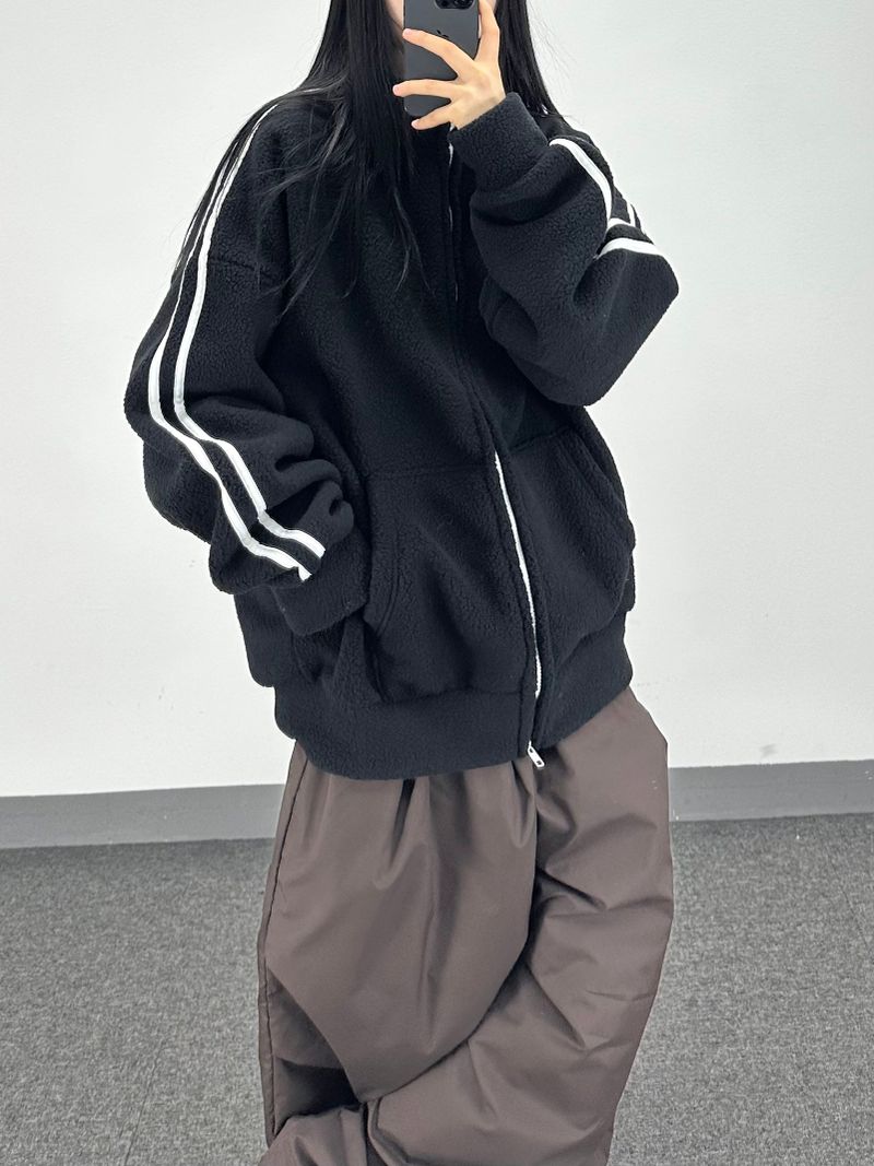 boa fleece track zip-up