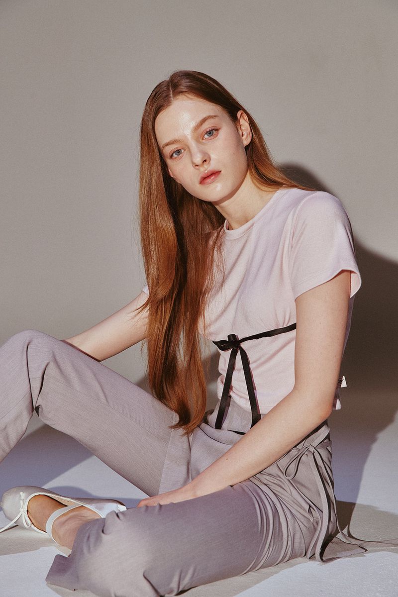 Ribbon Shirring Top Pink