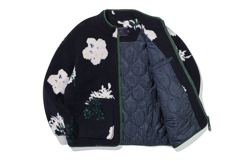 WILD FLOWER FLEECE JACKET_NAVY