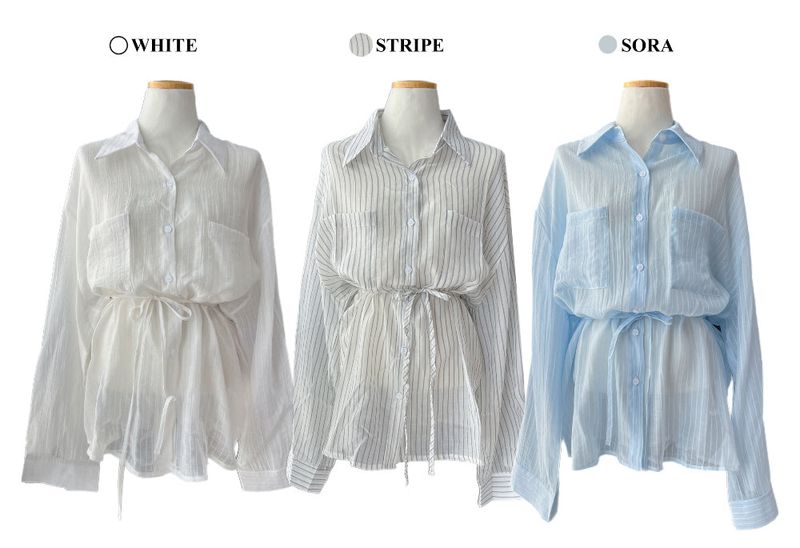 Back Note Back Strap Oversized Long Sleeve Shirt