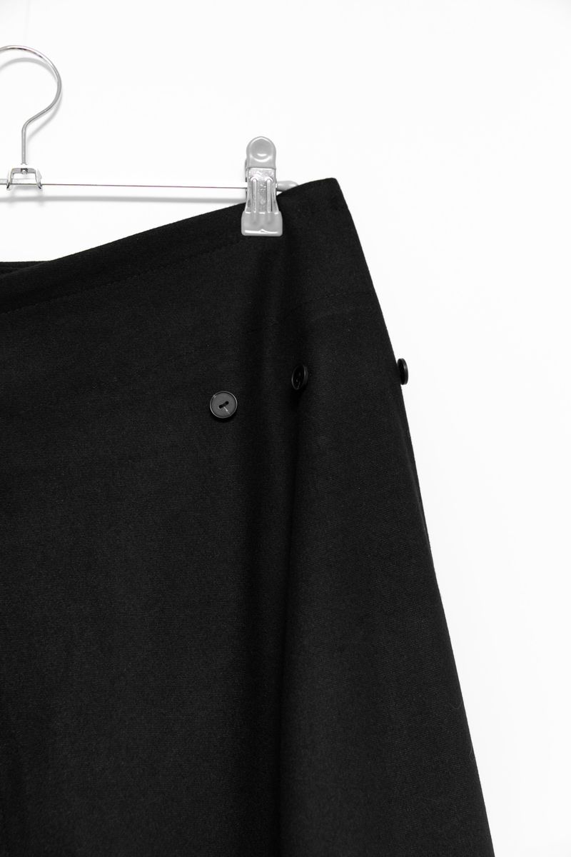 wool unbal button pleats skirt(2colors)