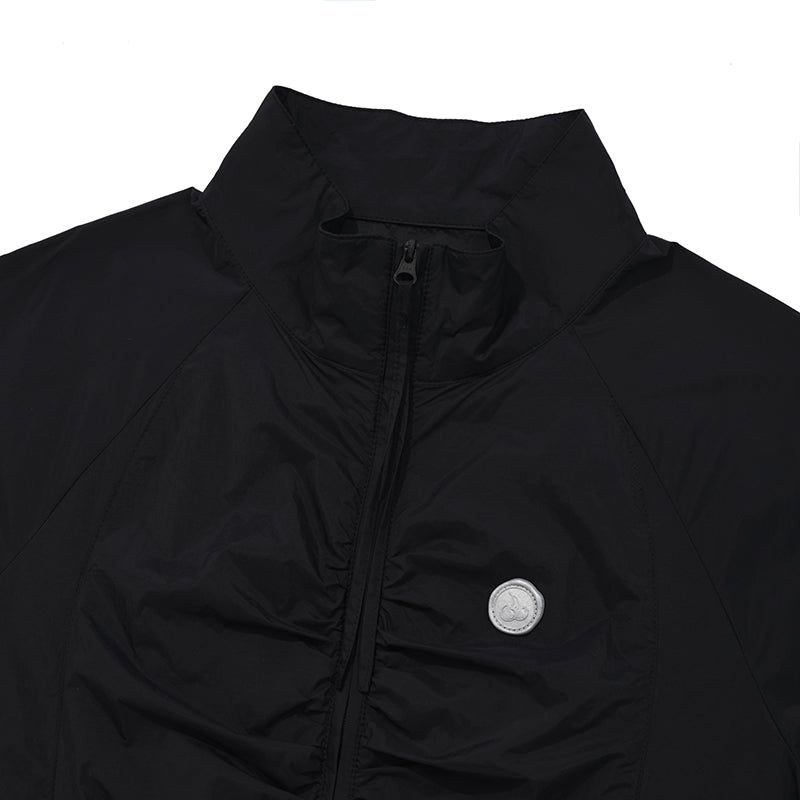 CHERRY STRING SHIRRING WINDBREAKER [BLACK]