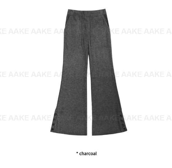 RIBBED BUTTON BOOTCUT PANTS
