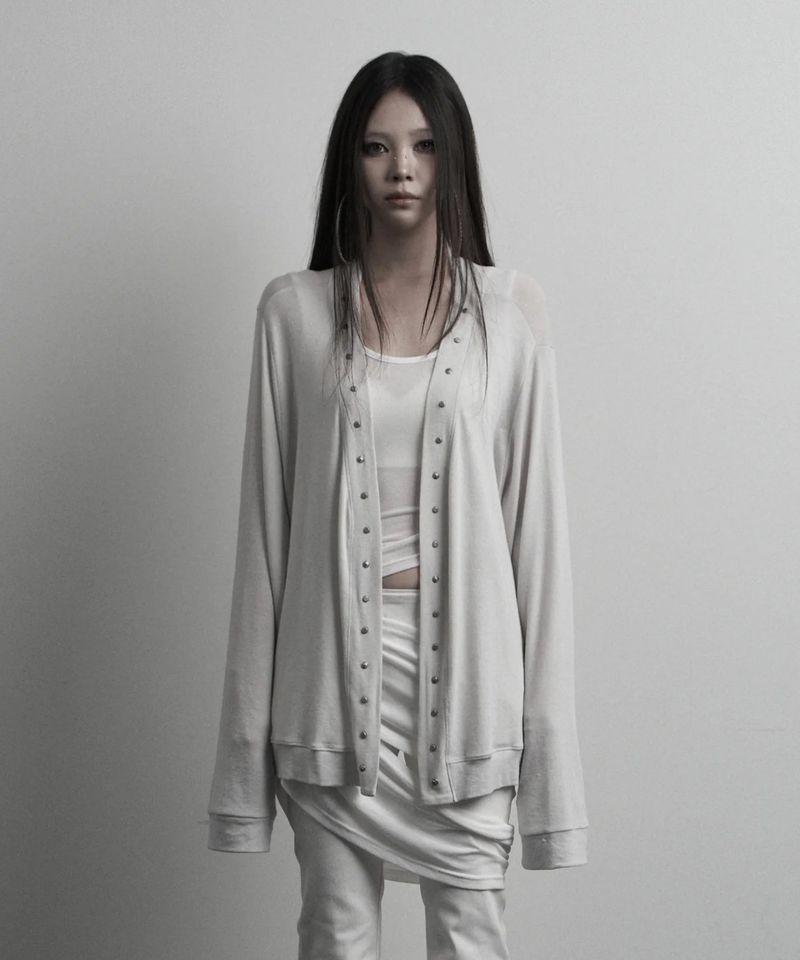 URBAN UNIQUE（アーバンユニーク）の「[label] ウール リベット オーバーフィット オープン カーディガン (gray)（トップス）」