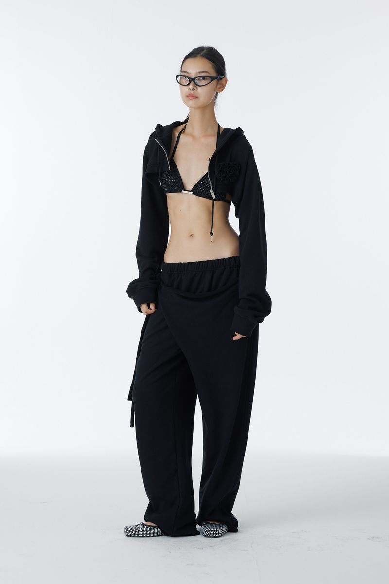CORSAJE CROP ZIP-UP HOODIE (BLACK)