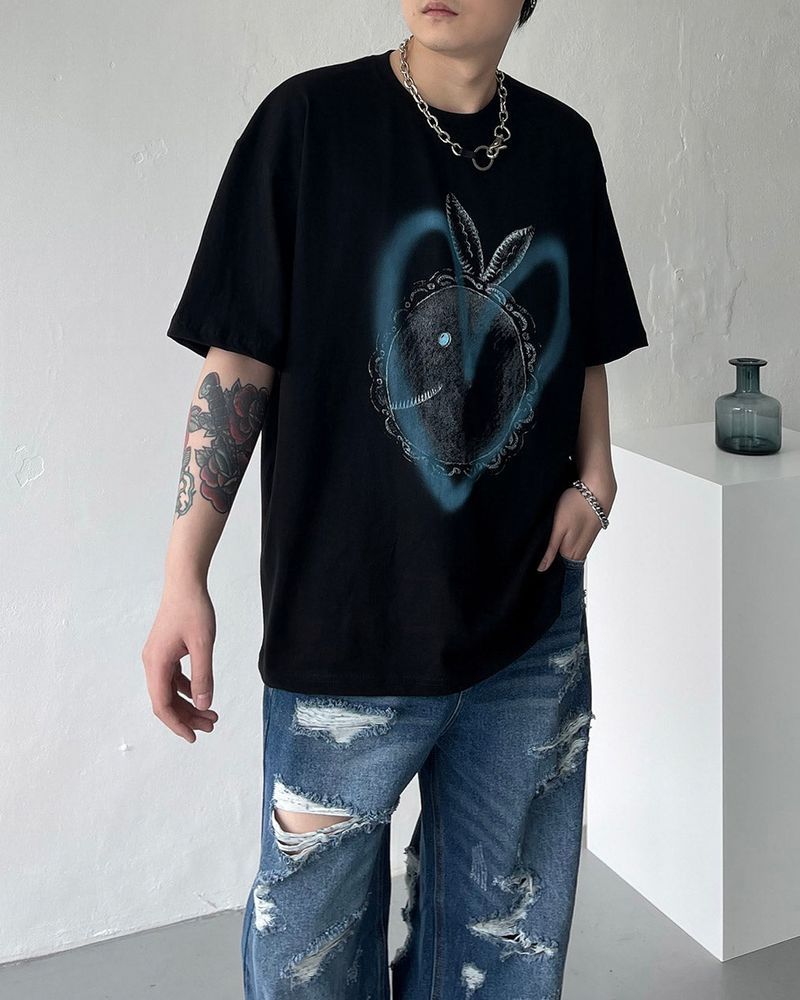 SO Heart Rabbit Printed Short-Sleeved (4 colors)