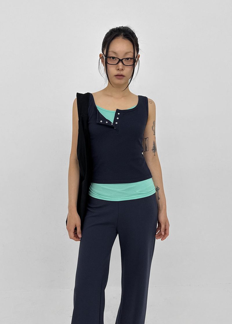 BLACKUP（ブラックアップ）の「[MADE] Lunel Snap Ribbed Sleeveless Top（Tops）」