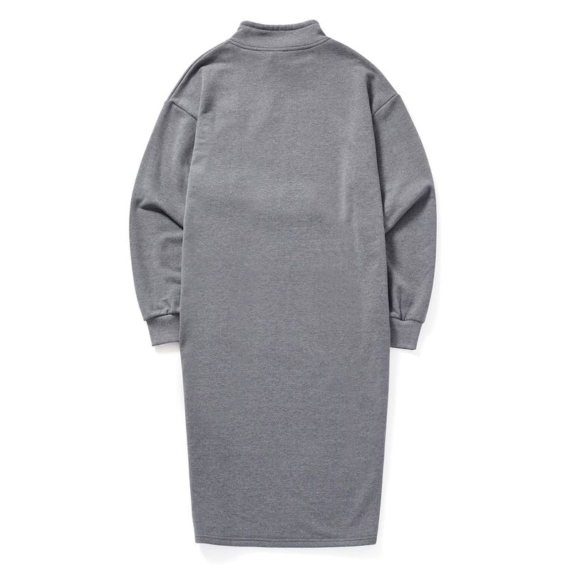 HIGH NECK STRING JERSEY DRESS_MELANGE GRAY