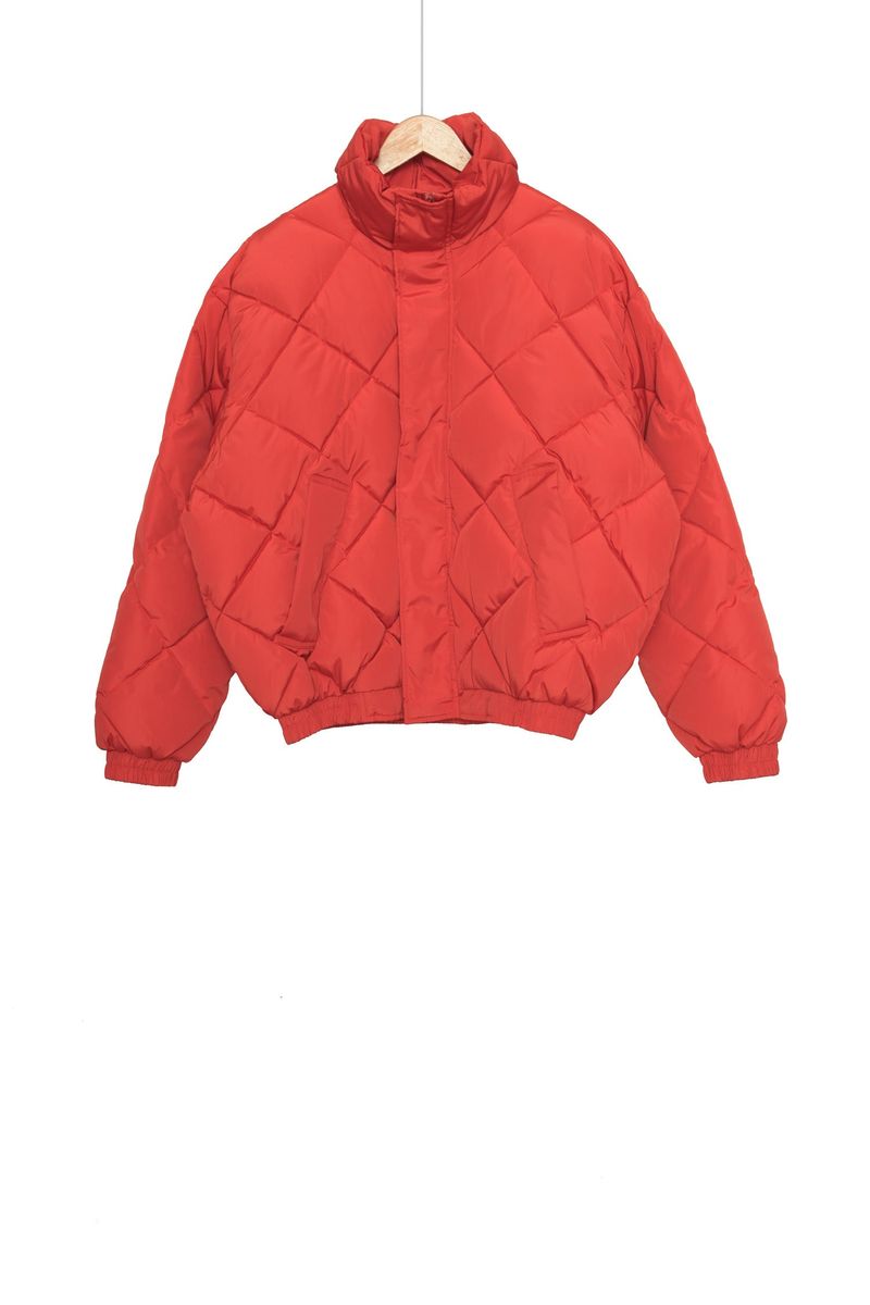 high-neck quilting padded jumper