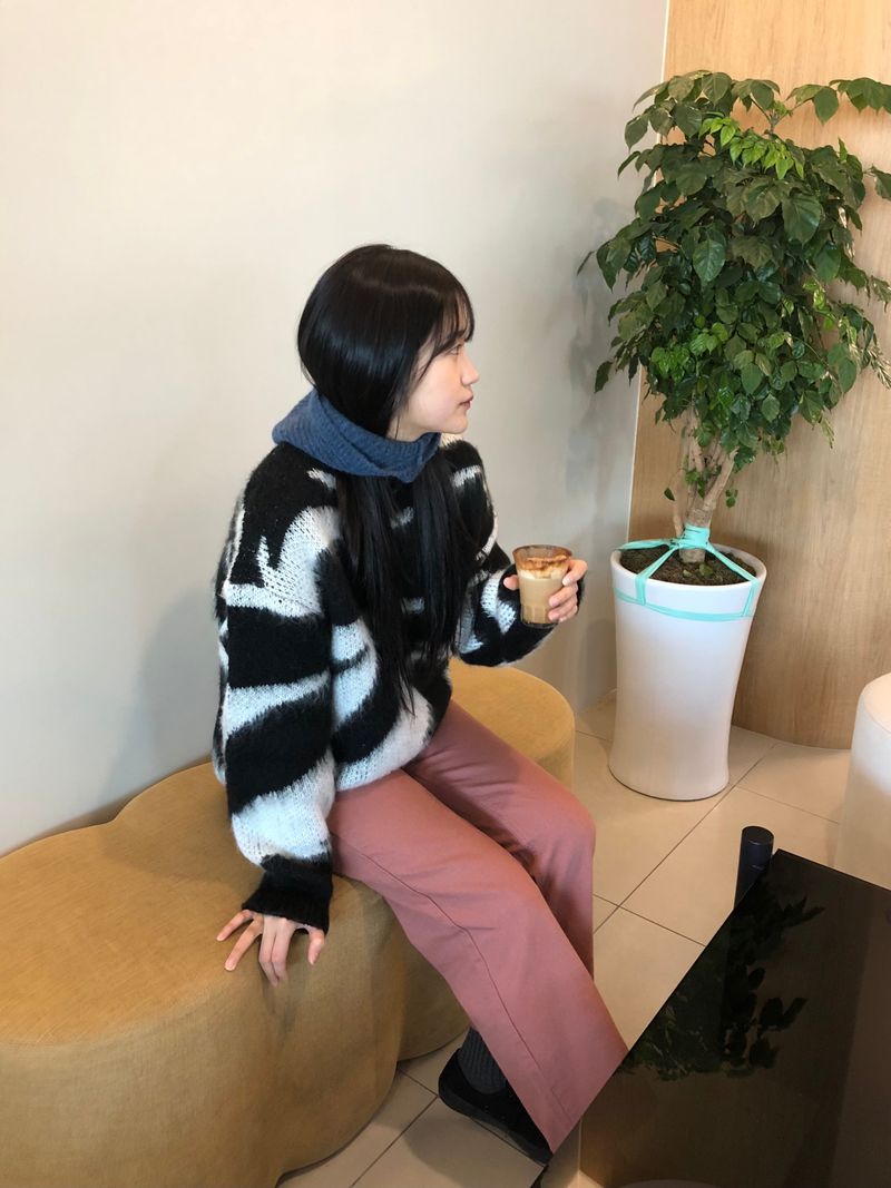 Printing wave mohair knit