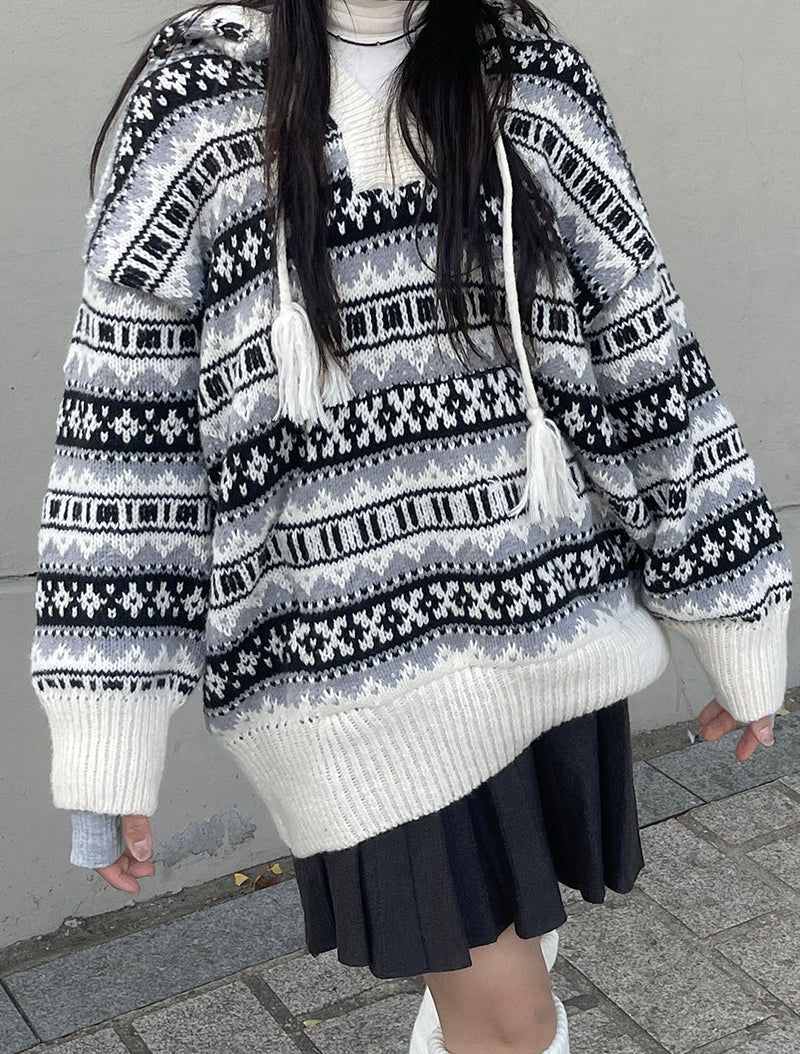 Igloo hooded long knitwear