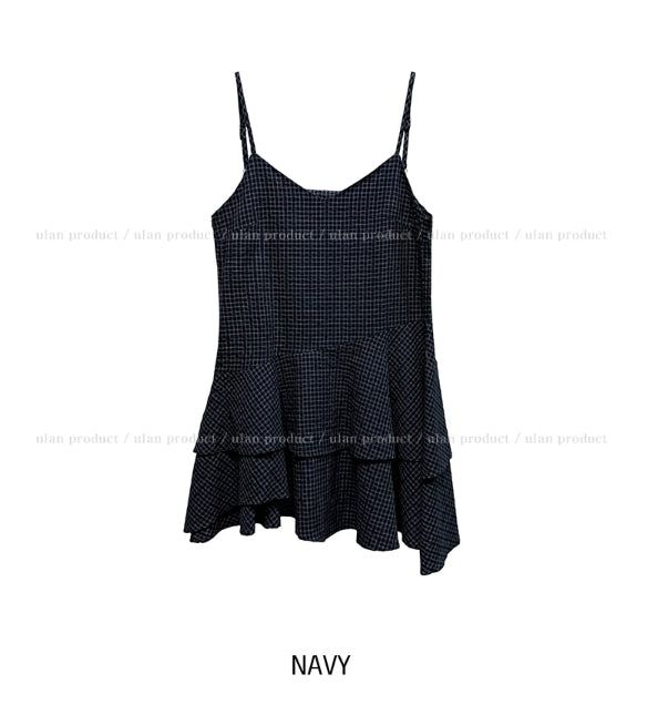 Popo Check Bustier Unbalance One Piece