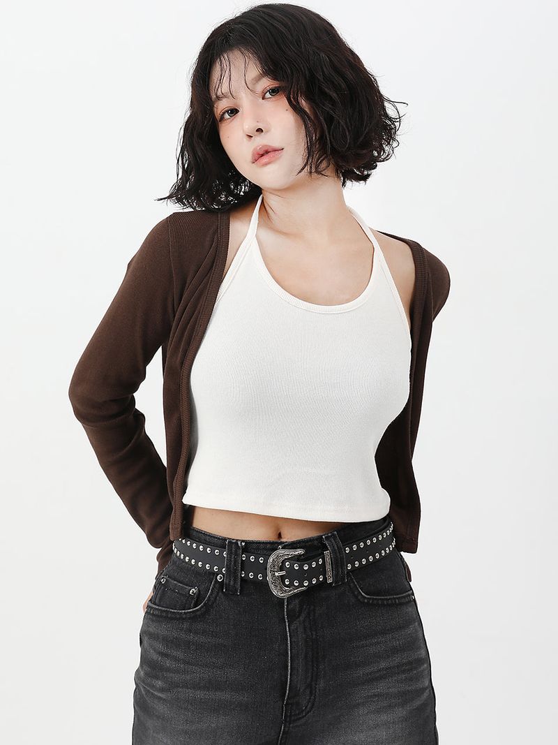 Haulter Neck Mute Cardigan SET