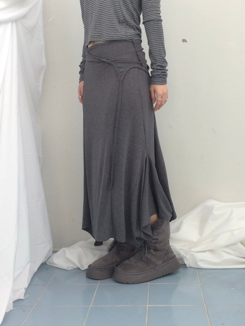 double-strap draped long dress