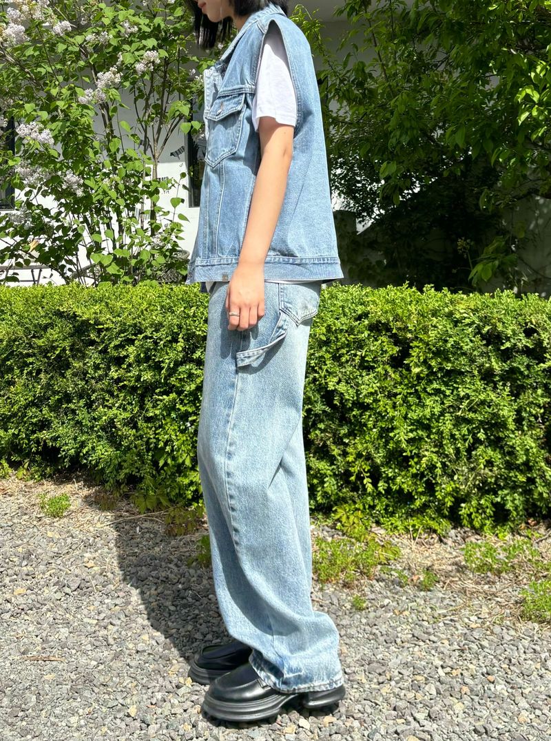 DENIM STRAP WIDE PANTS code 18105