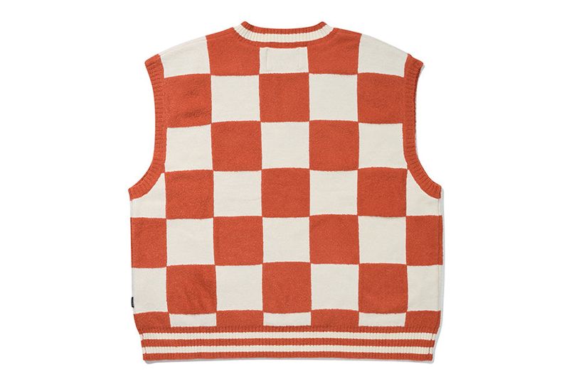 CHECKER BOARD TERRY VEST_ORANGE