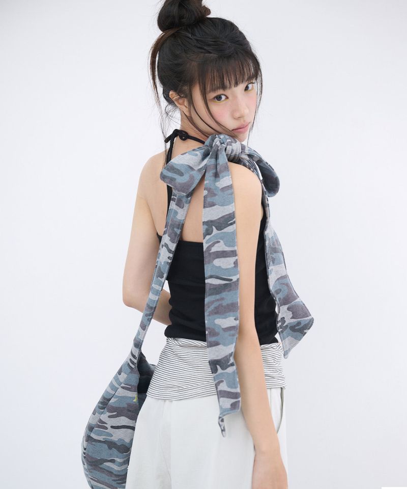 STRIPE LAYERED HALTER TOP - BLACK