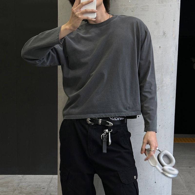 lemenne(ルメンヌ)の「LMN Rome Piggy Daying High Density Crop Long Sleeve Tee (6 colors)(Tops)」