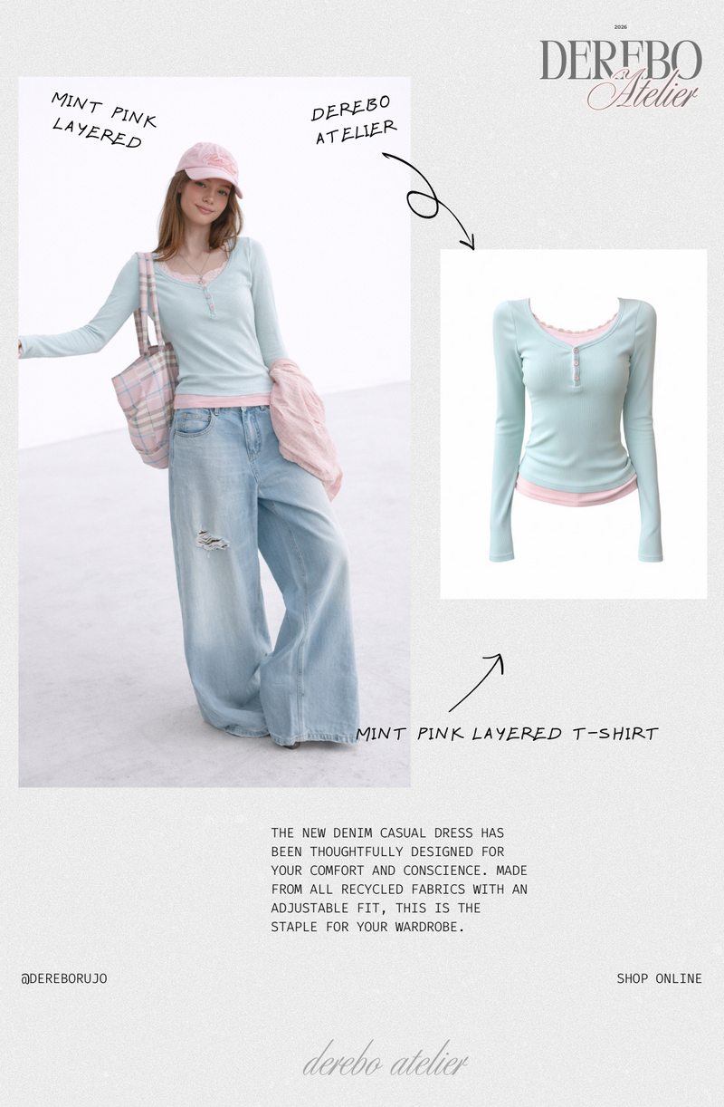 Mint pink layered t-shirt