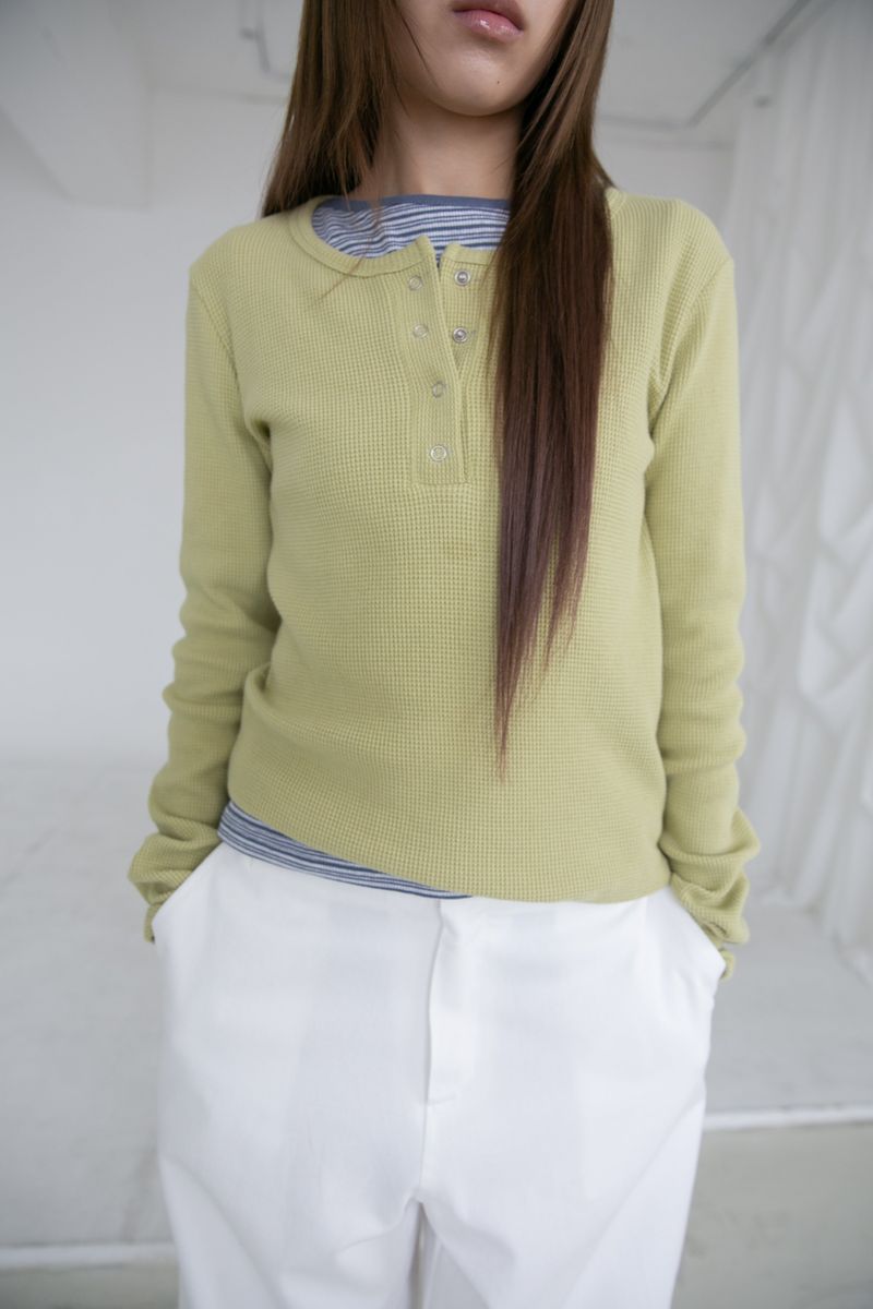 olive waffle snap top(3colors)
