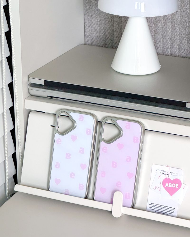 NEW LOGO White Pink Silver Epoxy Case