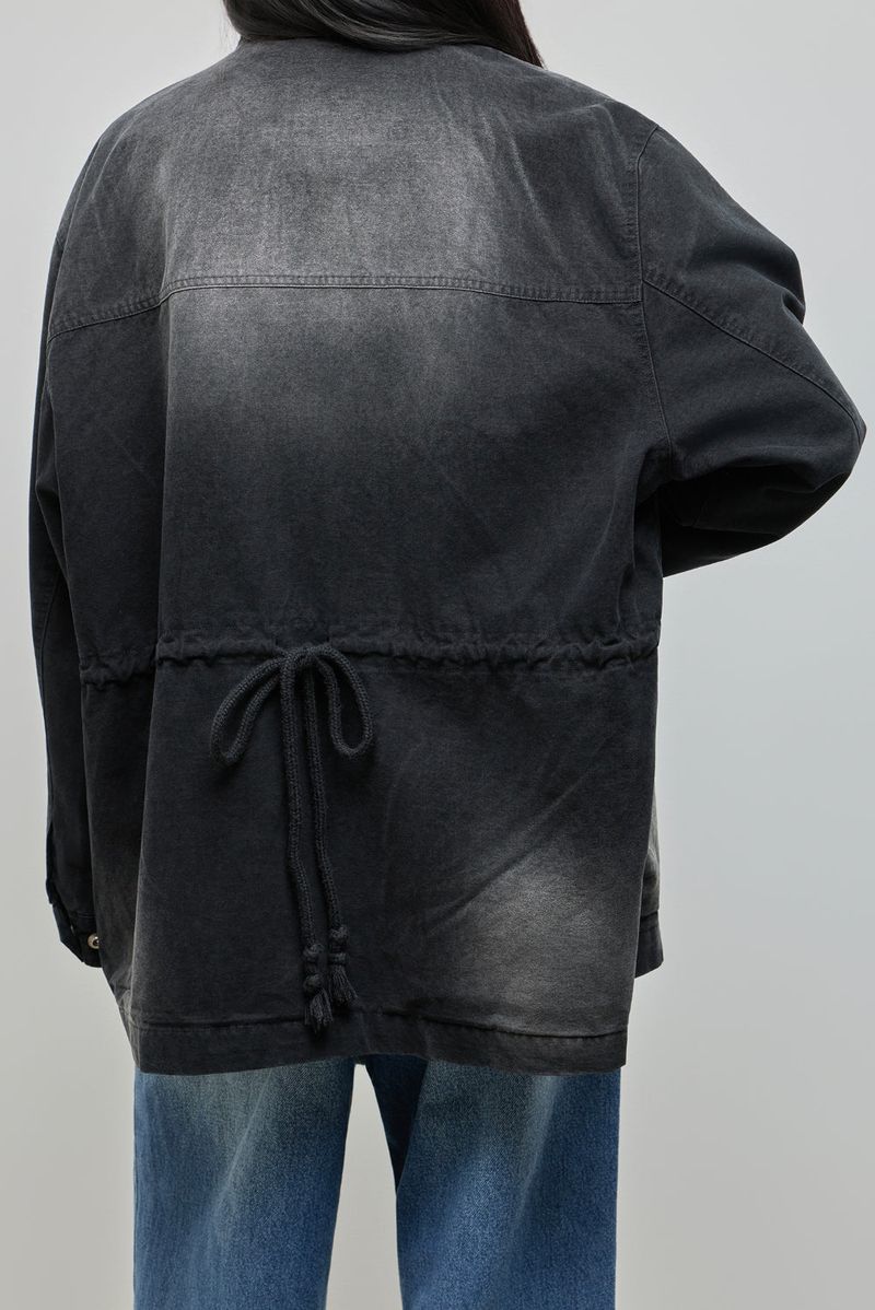 Washed High-Neck Field Jacket_Black